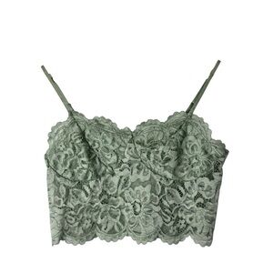 Boutique Sage Green Floral Green Cropped Bralette S